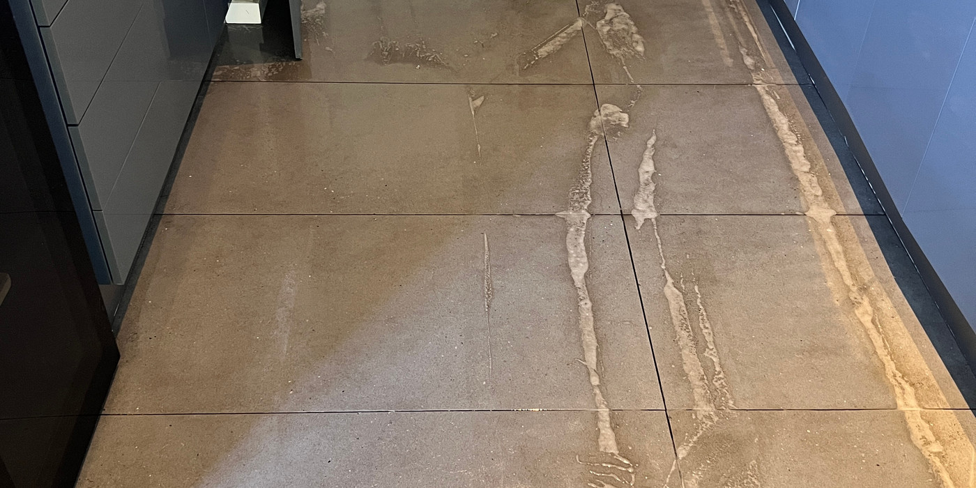 Staining along tile grout lines in a Melbourne rental